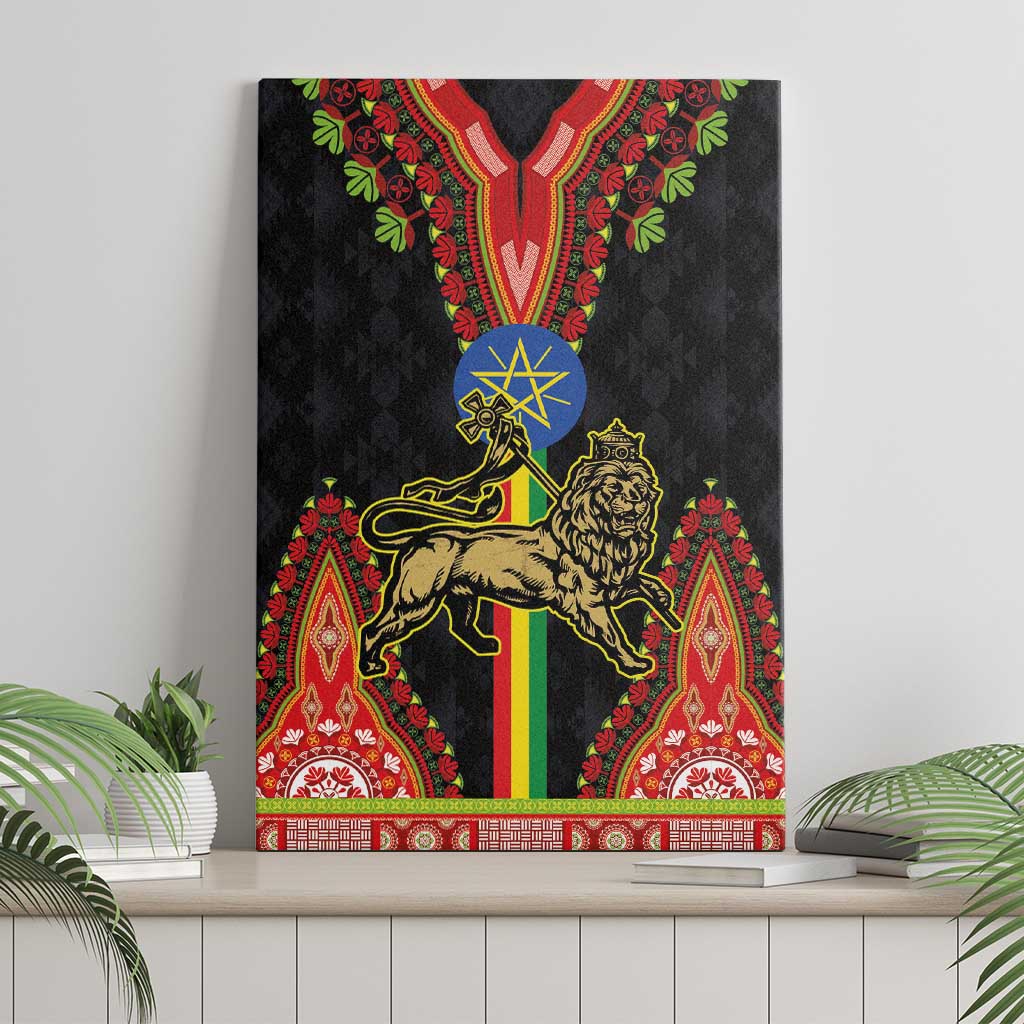 Ethiopia Culture Canvas Wall Art Lion of Judah with The Star Seal - Dashiki Style