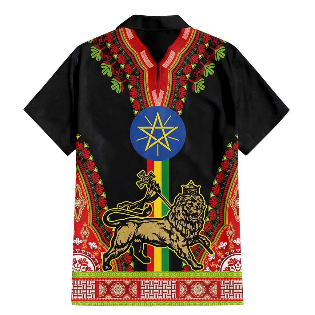 Ethiopia Culture Family Matching Mermaid Dress and Hawaiian Shirt Lion of Judah with The Star Seal - Dashiki Style
