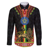 Ethiopia Culture Family Matching Puletasi and Hawaiian Shirt Lion of Judah with The Star Seal - Dashiki Style