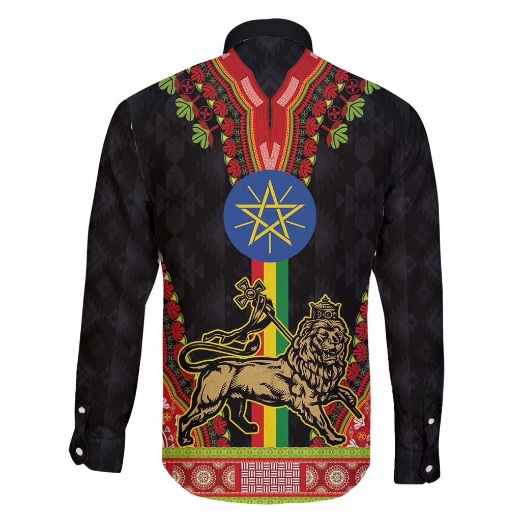 Ethiopia Culture Family Matching Summer Maxi Dress and Hawaiian Shirt Lion of Judah with The Star Seal - Dashiki Style
