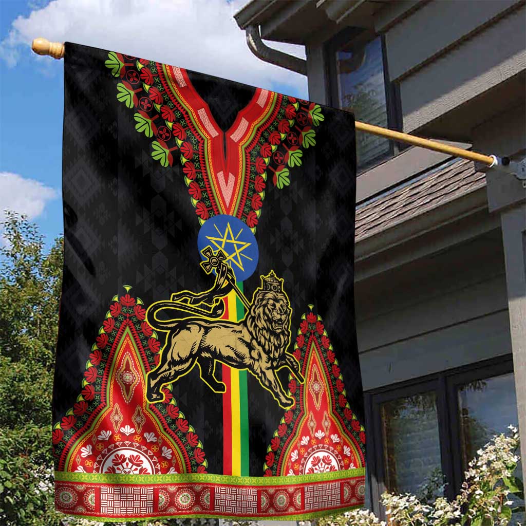 Ethiopia Culture Garden Flag Lion of Judah with The Star Seal - Dashiki Style