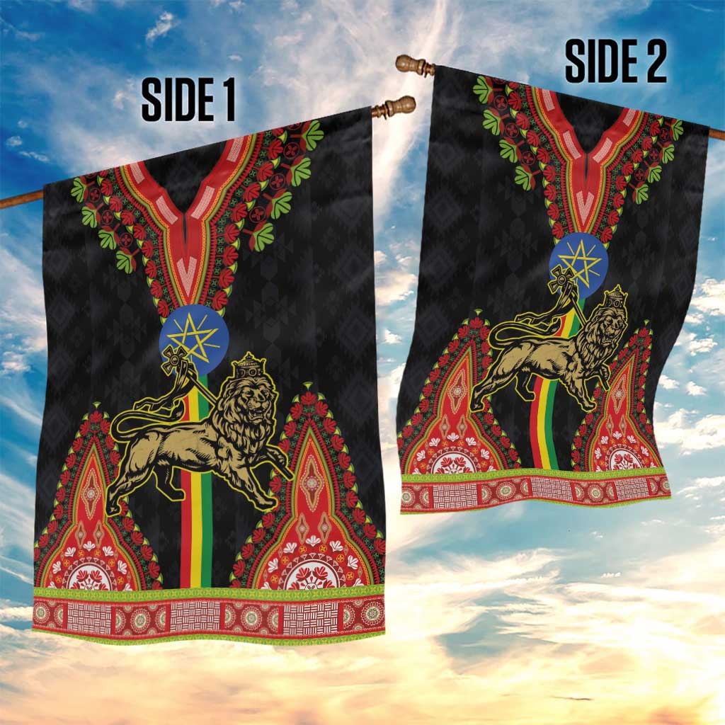 Ethiopia Culture Garden Flag Lion of Judah with The Star Seal - Dashiki Style