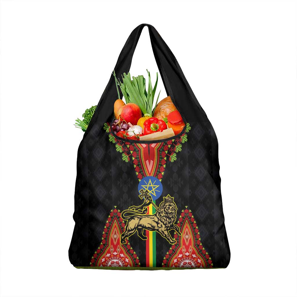 Ethiopia Culture Grocery Bag Lion of Judah with The Star Seal - Dashiki Style