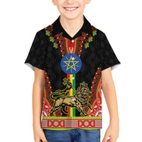 Ethiopia Culture Kid Hawaiian Shirt Lion of Judah with The Star Seal - Dashiki Style