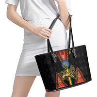 Ethiopia Culture Leather Tote Bag Lion of Judah with The Star Seal - Dashiki Style