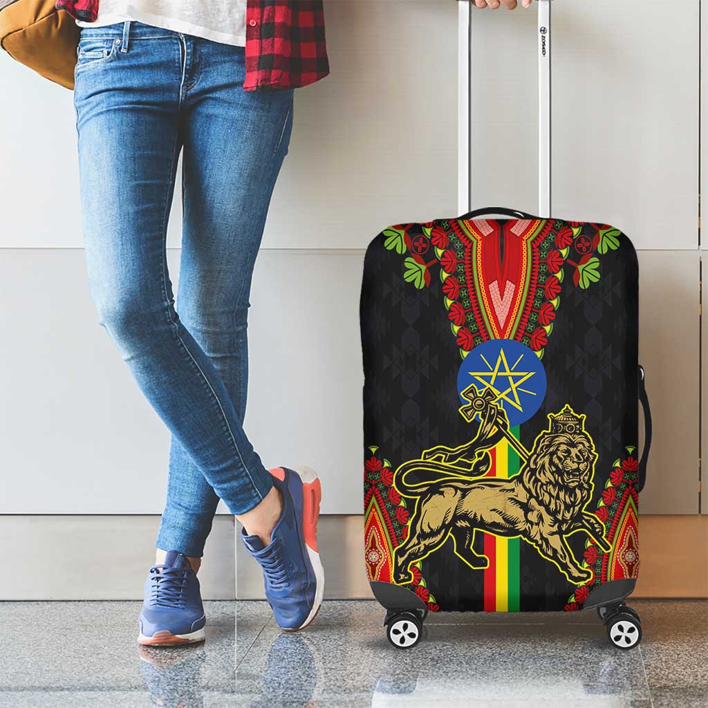 Ethiopia Culture Luggage Cover Lion of Judah with The Star Seal - Dashiki Style