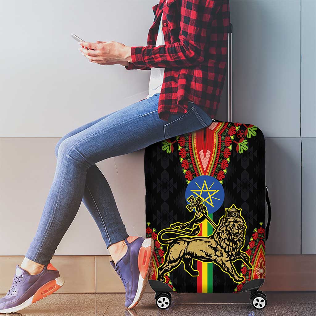 Ethiopia Culture Luggage Cover Lion of Judah with The Star Seal - Dashiki Style