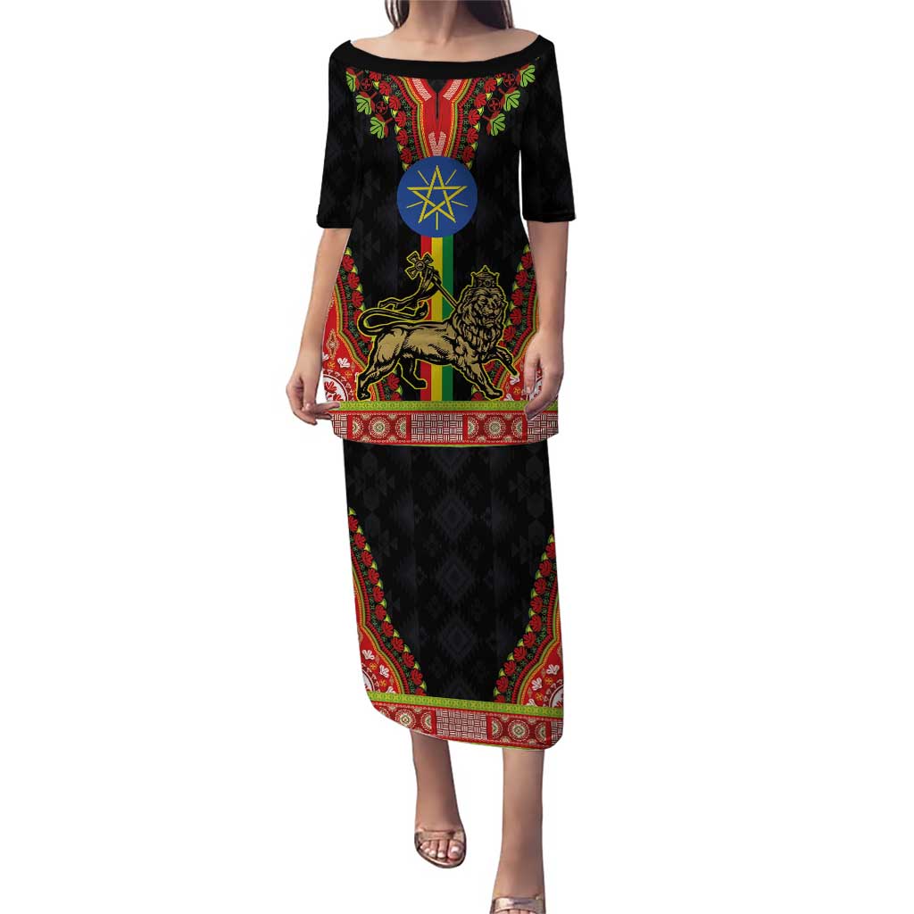 Ethiopia Culture Puletasi Lion of Judah with The Star Seal - Dashiki Style