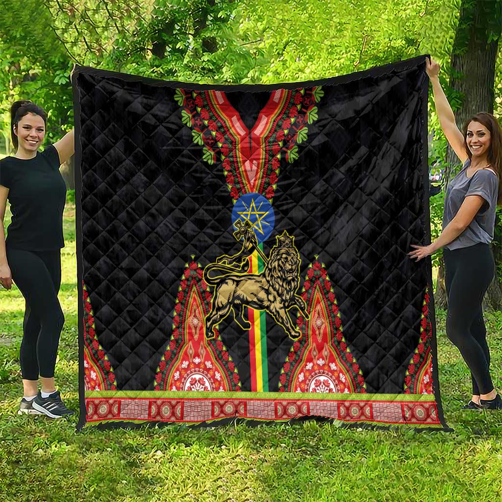 Ethiopia Culture Quilt Lion of Judah with The Star Seal - Dashiki Style - Wonder Print Shop