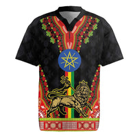Ethiopia Culture Rugby Jersey Lion of Judah with The Star Seal - Dashiki Style - Wonder Print Shop