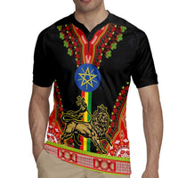Ethiopia Culture Rugby Jersey Lion of Judah with The Star Seal - Dashiki Style - Wonder Print Shop