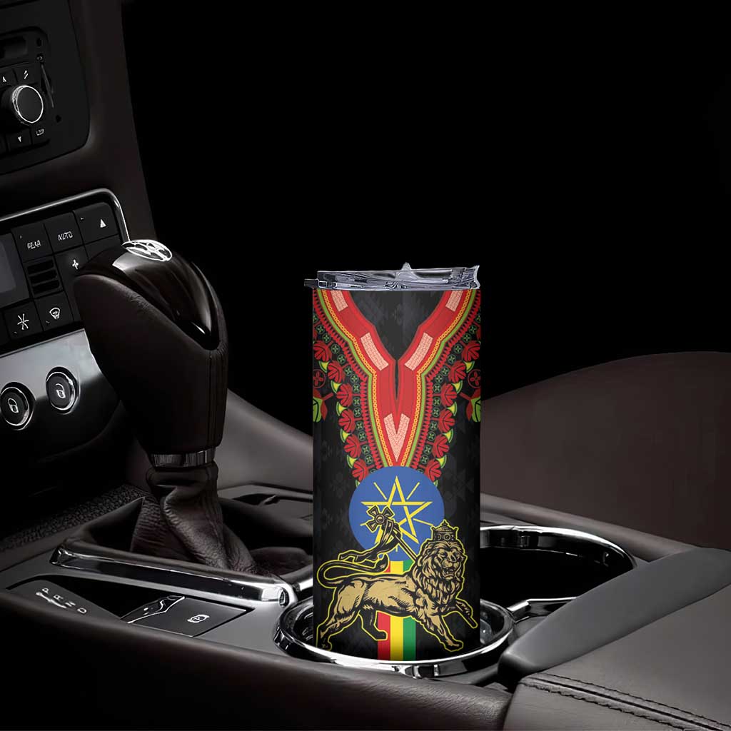 Ethiopia Culture Skinny Tumbler Lion of Judah with The Star Seal - Dashiki Style - Wonder Print Shop
