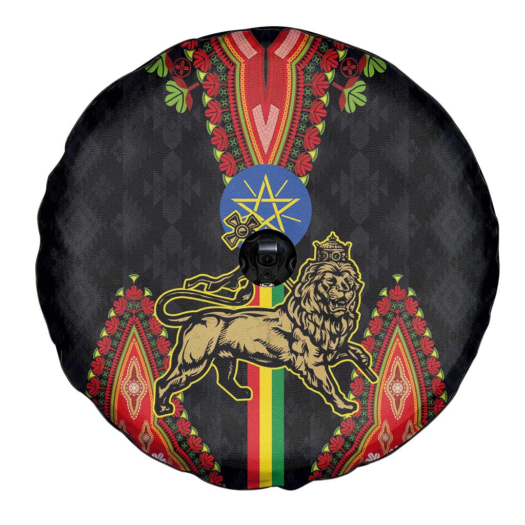 Ethiopia Culture Spare Tire Cover Lion of Judah with The Star Seal - Dashiki Style - Wonder Print Shop