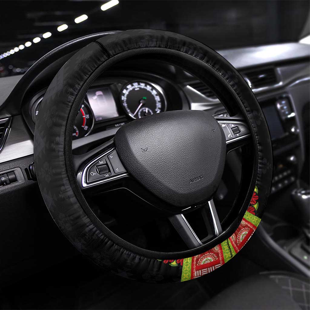 Ethiopia Culture Steering Wheel Cover Lion of Judah with The Star Seal - Dashiki Style - Wonder Print Shop