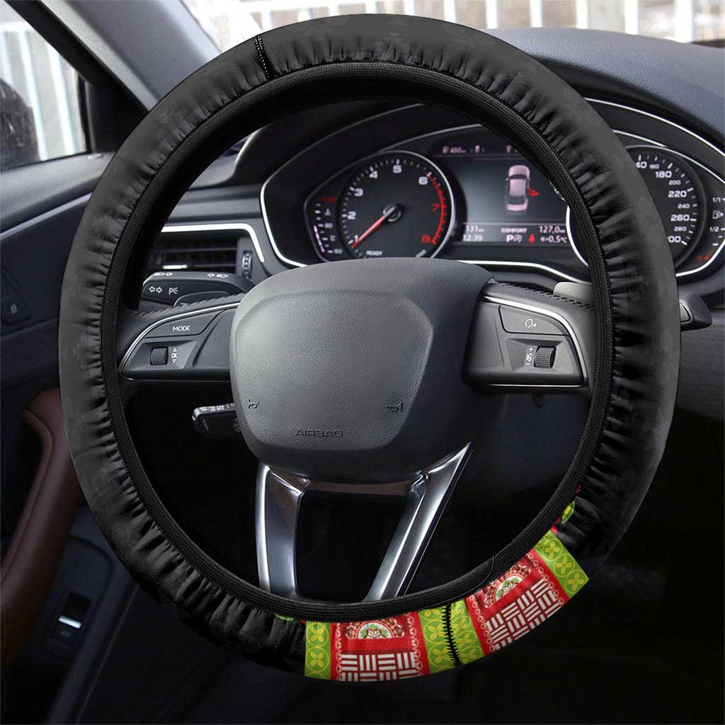 Ethiopia Culture Steering Wheel Cover Lion of Judah with The Star Seal - Dashiki Style - Wonder Print Shop