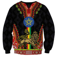 Ethiopia Culture Sweatshirt Lion of Judah with The Star Seal - Dashiki Style - Wonder Print Shop