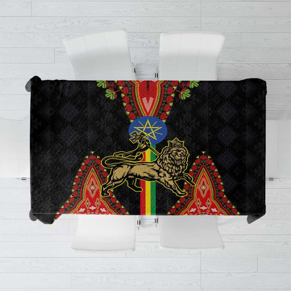 Ethiopia Culture Tablecloth Lion of Judah with The Star Seal - Dashiki Style - Wonder Print Shop