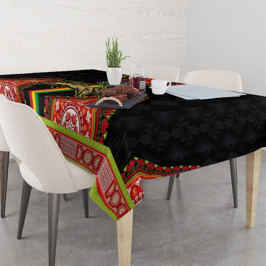 Ethiopia Culture Tablecloth Lion of Judah with The Star Seal - Dashiki Style - Wonder Print Shop