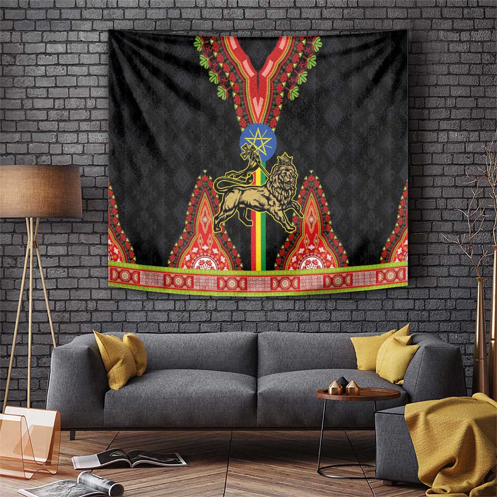 Ethiopia Culture Tapestry Lion of Judah with The Star Seal - Dashiki Style - Wonder Print Shop