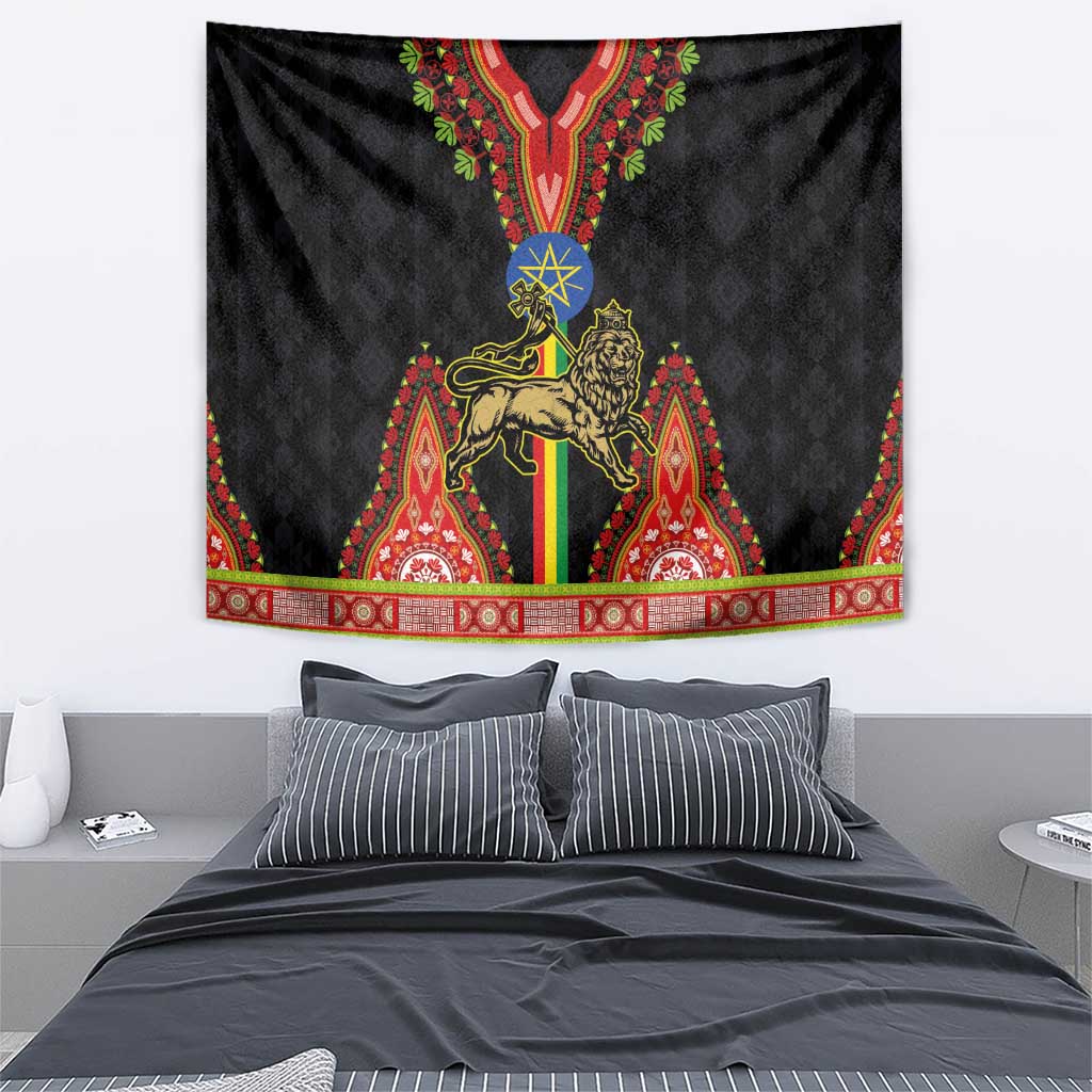 Ethiopia Culture Tapestry Lion of Judah with The Star Seal - Dashiki Style - Wonder Print Shop