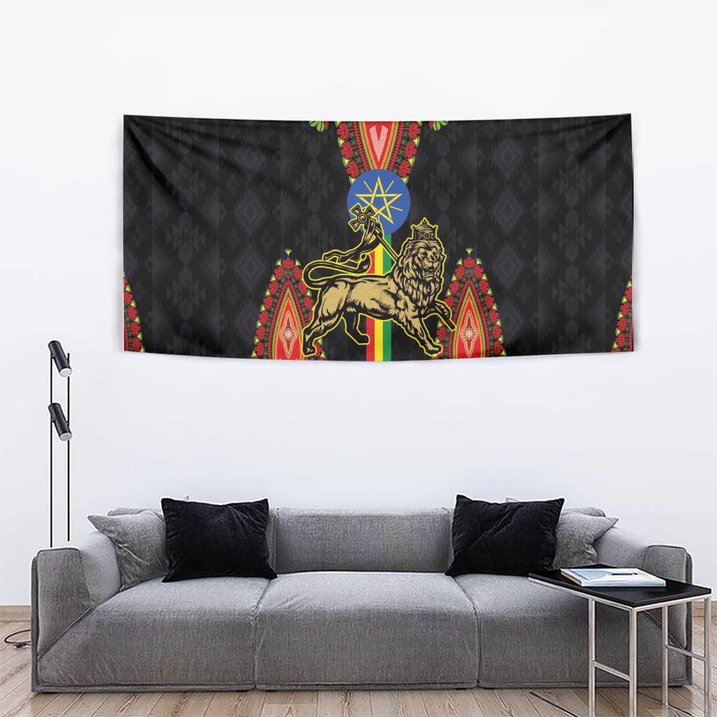 Ethiopia Culture Tapestry Lion of Judah with The Star Seal - Dashiki Style - Wonder Print Shop
