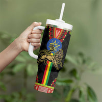 Ethiopia Culture Tumbler With Handle Lion of Judah with The Star Seal - Dashiki Style - Wonder Print Shop