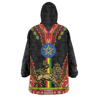 Ethiopia Culture Wearable Blanket Hoodie Lion of Judah with The Star Seal - Dashiki Style - Wonder Print Shop