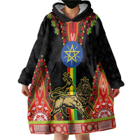 Ethiopia Culture Wearable Blanket Hoodie Lion of Judah with The Star Seal - Dashiki Style - Wonder Print Shop