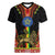 Ethiopia Culture Women V-Neck T-Shirt Lion of Judah with The Star Seal - Dashiki Style - Wonder Print Shop