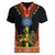 Ethiopia Culture Women V-Neck T-Shirt Lion of Judah with The Star Seal - Dashiki Style - Wonder Print Shop
