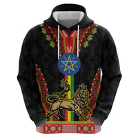 Ethiopia Culture Zip Hoodie Lion of Judah with The Star Seal - Dashiki Style - Wonder Print Shop