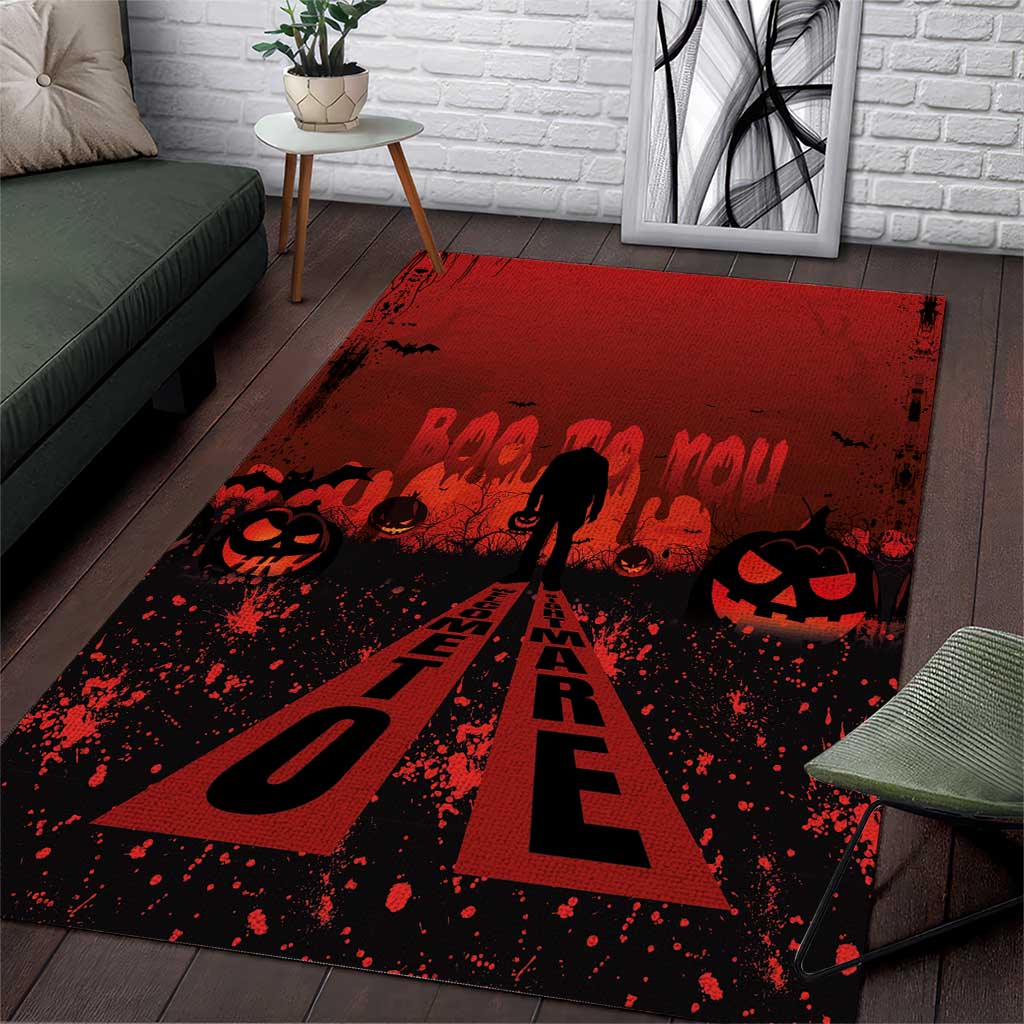 Halloween Nightmare Area Rug Pumpkin-faced Jack O Lantern With a Scary Smile Blood Vibe - Wonder Print Shop