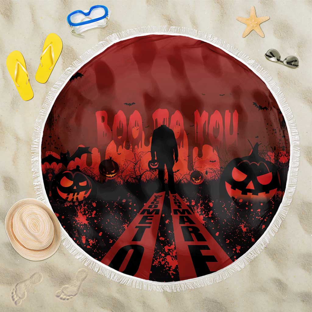 Halloween Nightmare Beach Blanket Pumpkin-faced Jack O Lantern With a Scary Smile Blood Vibe - Wonder Print Shop