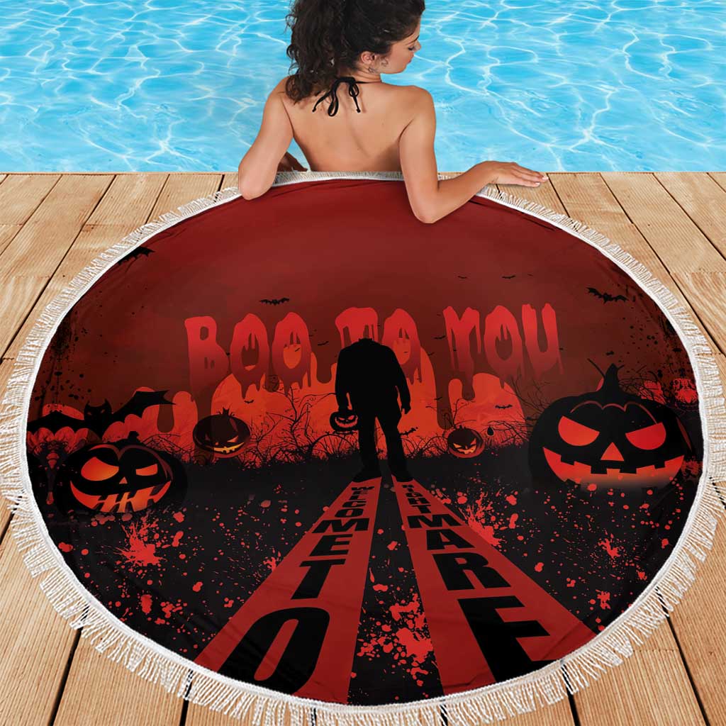 Halloween Nightmare Beach Blanket Pumpkin-faced Jack O Lantern With a Scary Smile Blood Vibe - Wonder Print Shop