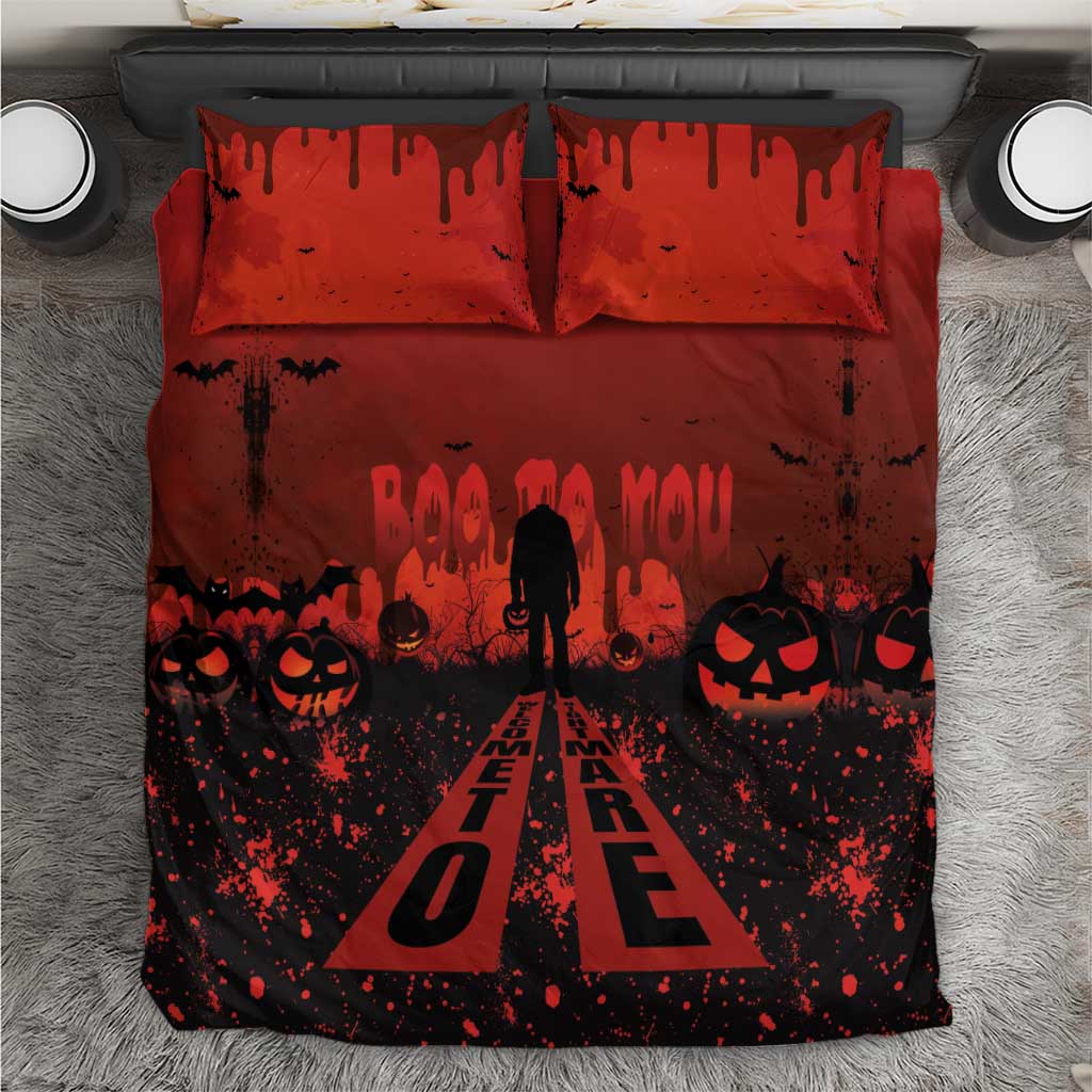 Halloween Nightmare Bedding Set Pumpkin-faced Jack O Lantern With a Scary Smile Blood Vibe - Wonder Print Shop