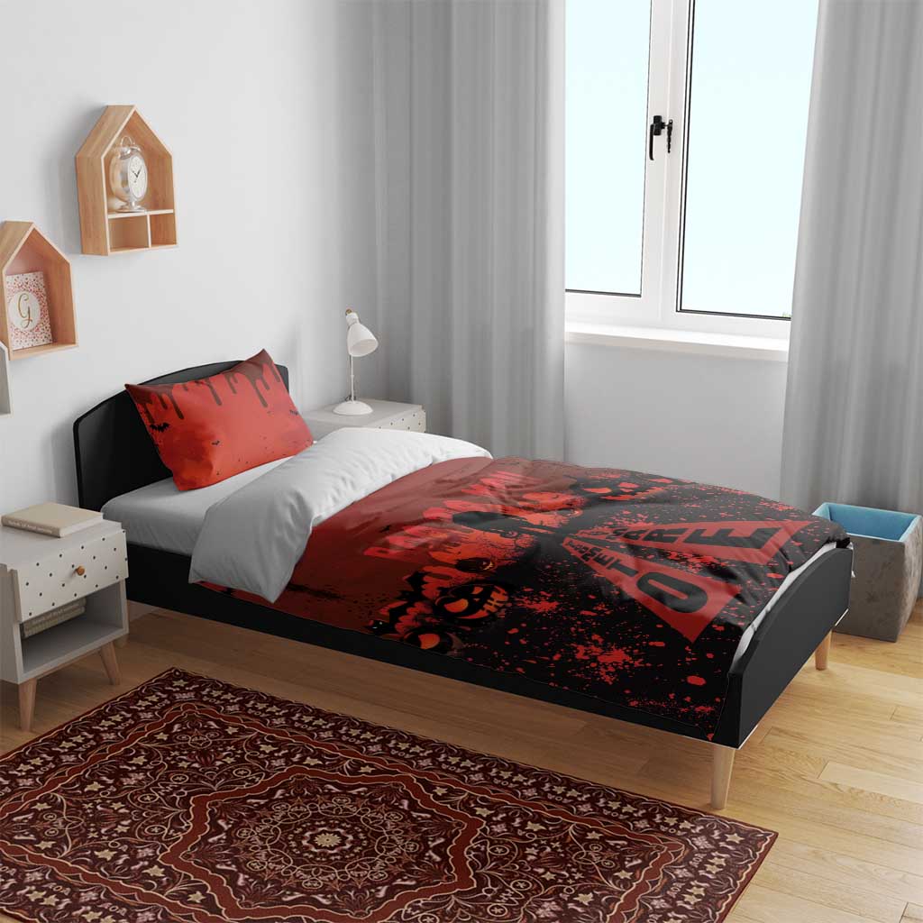 Halloween Nightmare Bedding Set Pumpkin-faced Jack O Lantern With a Scary Smile Blood Vibe - Wonder Print Shop