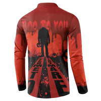 Halloween Nightmare Button Sweatshirt Pumpkin-faced Jack O Lantern With a Scary Smile Blood Vibe - Wonder Print Shop