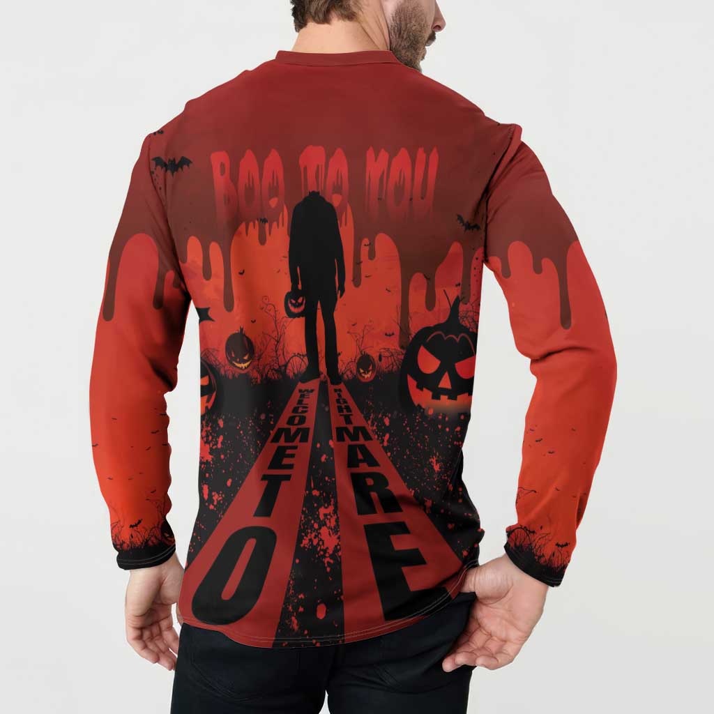 Halloween Nightmare Button Sweatshirt Pumpkin-faced Jack O Lantern With a Scary Smile Blood Vibe - Wonder Print Shop