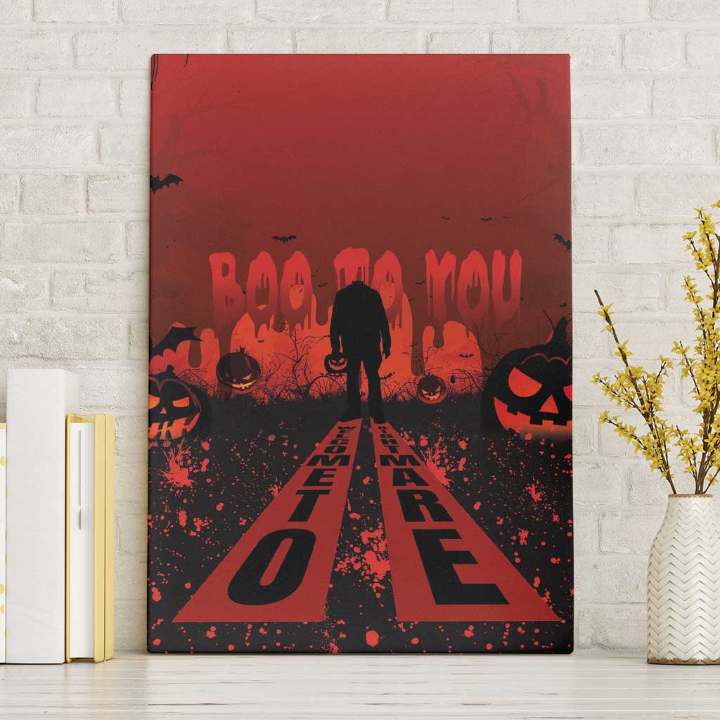 Halloween Nightmare Canvas Wall Art Pumpkin-faced Jack O Lantern With a Scary Smile Blood Vibe - Wonder Print Shop