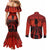 Halloween Nightmare Couples Matching Mermaid Dress and Long Sleeve Button Shirt Pumpkin-faced Jack O Lantern With a Scary Smile Blood Vibe