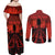 Halloween Nightmare Couples Matching Off Shoulder Maxi Dress and Long Sleeve Button Shirt Pumpkin-faced Jack O Lantern With a Scary Smile Blood Vibe - Wonder Print Shop
