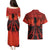 Halloween Nightmare Couples Matching Puletasi and Hawaiian Shirt Pumpkin-faced Jack O Lantern With a Scary Smile Blood Vibe - Wonder Print Shop