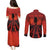 Halloween Nightmare Couples Matching Puletasi and Long Sleeve Button Shirt Pumpkin-faced Jack O Lantern With a Scary Smile Blood Vibe - Wonder Print Shop