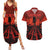 Halloween Nightmare Couples Matching Summer Maxi Dress and Hawaiian Shirt Pumpkin-faced Jack O Lantern With a Scary Smile Blood Vibe - Wonder Print Shop