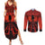 Halloween Nightmare Couples Matching Summer Maxi Dress and Long Sleeve Button Shirt Pumpkin-faced Jack O Lantern With a Scary Smile Blood Vibe - Wonder Print Shop