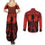 Halloween Nightmare Couples Matching Summer Maxi Dress and Long Sleeve Button Shirt Pumpkin-faced Jack O Lantern With a Scary Smile Blood Vibe - Wonder Print Shop