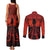 Halloween Nightmare Couples Matching Tank Maxi Dress and Long Sleeve Button Shirt Pumpkin-faced Jack O Lantern With a Scary Smile Blood Vibe - Wonder Print Shop
