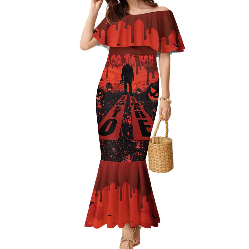 Halloween Nightmare Family Matching Mermaid Dress and Hawaiian Shirt Pumpkin-faced Jack O Lantern With a Scary Smile Blood Vibe - Wonder Print Shop