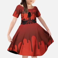 Halloween Nightmare Family Matching Off The Shoulder Long Sleeve Dress and Hawaiian Shirt Pumpkin-faced Jack O Lantern With a Scary Smile Blood Vibe - Wonder Print Shop