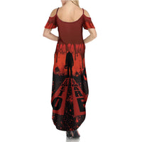 Halloween Nightmare Family Matching Summer Maxi Dress and Hawaiian Shirt Pumpkin-faced Jack O Lantern With a Scary Smile Blood Vibe - Wonder Print Shop